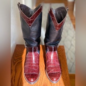 Brighton Will Heeled Western Style Leather Boots, Sz 9-1/2, Made In Brazil, GUC!